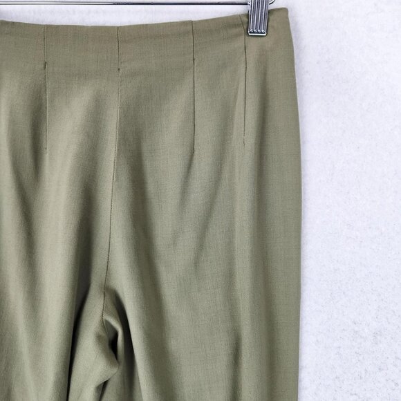 Piazza Sempione Pants Womens 26 Olive Wide Leg Mid Rise Wool Blend Made in Italy - Picture 9 of 12